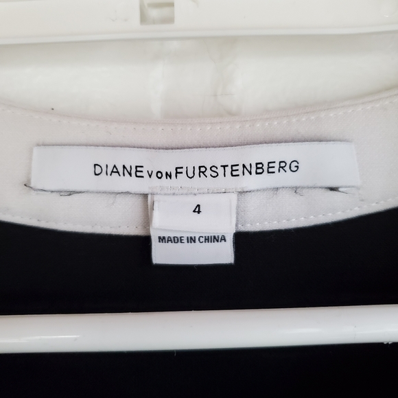 Diane Von Furstenberg DVF Black White Sheath Dress 3/4 Sleeve Size 4 - Picture 3 of 7